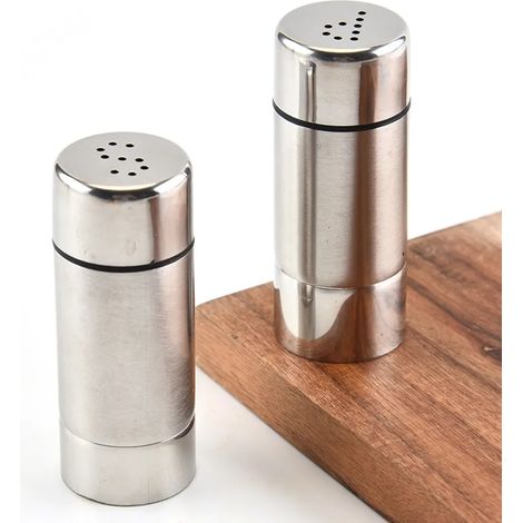 Ensemble de salière et poivrière, 2 pièces, pot/bouteille à épices, salière et poivrière, salière et poivrière en acier inoxydable, idéal pour la cuisine (1/5)
