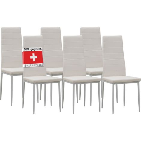 Albatros Esszimmerstühle MILANO 6er Set, Weiss - Polsterstuhl mit Kunstleder-Bezug, Modernes und Stilvolles Design am Esstisch - Küchenstuhl oder Stuhl Esszimmer mit hoher Belastbarkeit