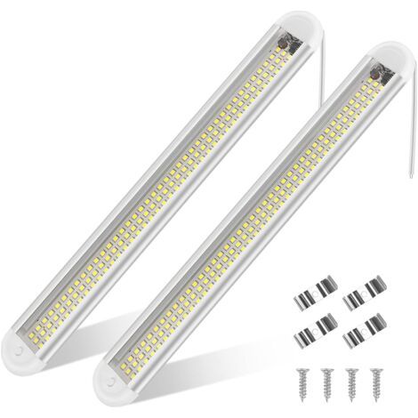 AGE 12V-85V Lumières Intérieure à LED Lampe Eclairage Voiture Lumineuse 120 LED avec Interrupteur pour Van Bateau (2 Pièces) (1/5)