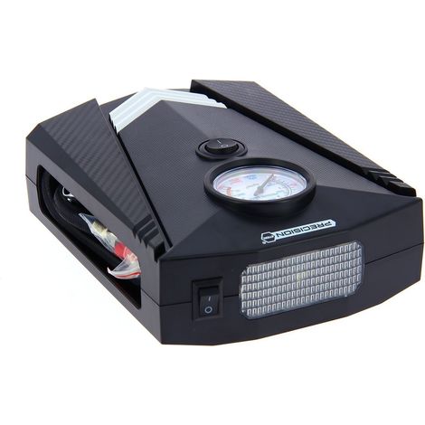 Mini compresseur 12V - PRECISION STEEL - 8 Bars - Embouts Presta - Schrader - Aiguille - Longueur 3m - 100 W - Torche LED (1/5)