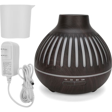 Diffuseur d'huiles essentielles LED 7 couleurs 400ml, humidificateur aromathérapie purificateur d'air mini, bois foncé, prise US 100-240V (1/5)