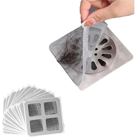 Paquet de 50 Filtres Adhésifs Anti Cheveux Jetables pour Evacuations, Filtre Cheveux Douche et Baignoire, Protection de Drain Filtre Evier Filtres Autocollants Blanc (1/5)
