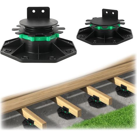 Set of adjustable terrace brackets, height adjustable from mm to mm, with fixing ring for stability, floor joist brackets (1/5)