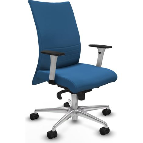 Albacete confidente sincro similpiel azul claro brazos 1D blancos base aluminio ruedas 65 mm nailon