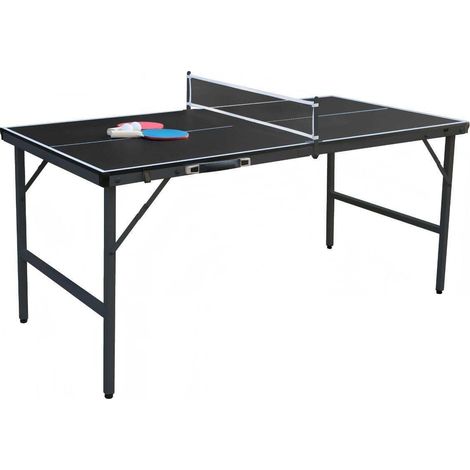 Foldable table tennis table with net, 2 paddles & balls, mini table tennis table, ping pong table, black