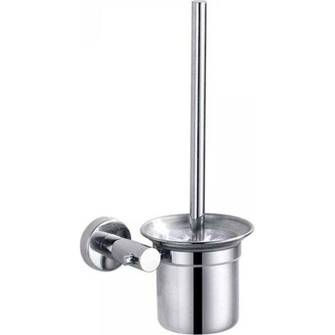 Scopa per WC e supporto,  Kit spazzola per la pulizia del bagno, Scopa per WC in acciaio inossidabile, 32 cm-Crezuo