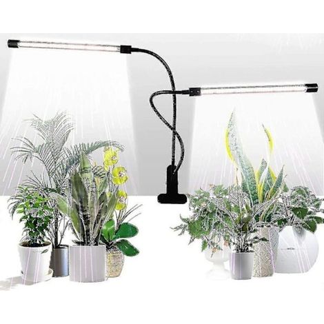 Lampe de croissance pour plantes, lumière blanche du jour 50W, lampe de croissance pour plantes à double tête avec pince et 84 LED, minuterie 4/8/12 heures, gradation à 5 niveaux (1/5)