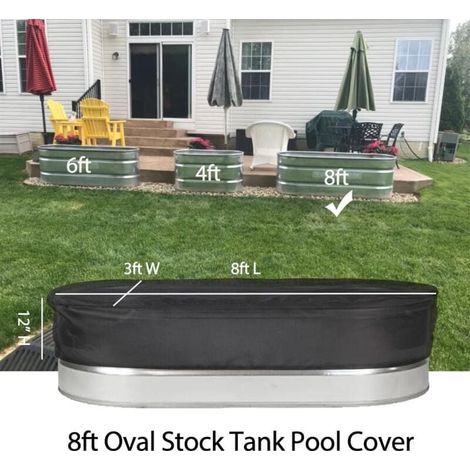 Housse de protection 8ft,Couverture ovale de piscine de réservoir de stock pour réservoir à extrémité ronde (1/4)