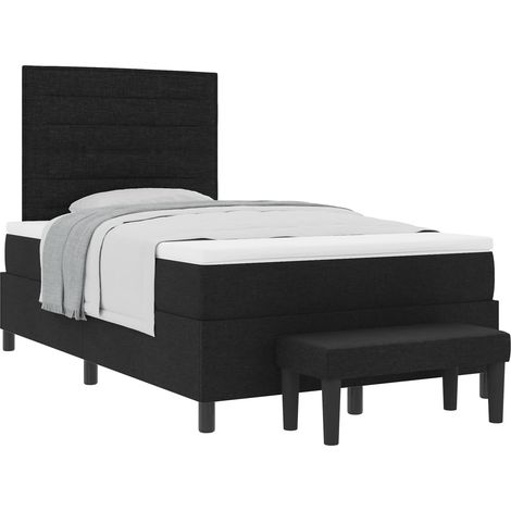 Maison Exclusive - Lit à ressorts avec tête de lit Noir 120 x 200 cm tissu (1/5)