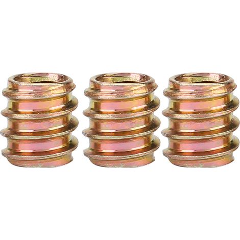 Écrous droits à dents intérieures et extérieures en fer, assortiment de visserie pour meubles, inserts filetés M8x15, lot de 50 pièces (1/5)