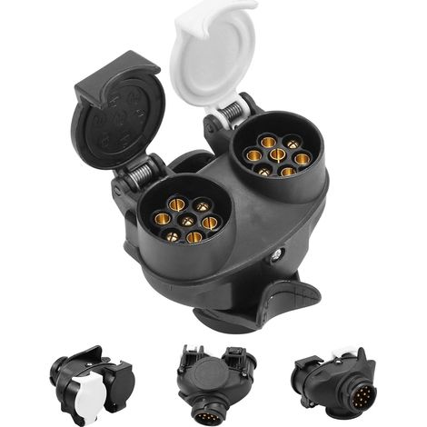 1 Adaptateur de remorque, Convertisseur 13 broches vers 7 broches, Prise 12V étanche, Nylon et laiton, Pour caravane et camion