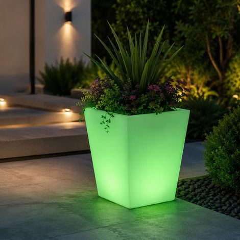 Macetero Cuadrado LED RGBW - 12W - Recargable - Mando A