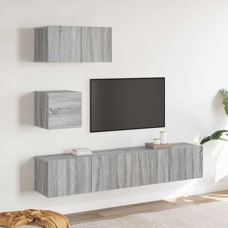 vidaXL 4 Piece TV Cabinet Set Grey Sonoma Engineered Wood (1/5)