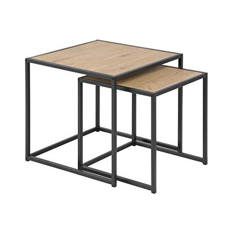 Amazon Brand - Movian Martin - Set di tavolini sovrapponibili, 50 x 50 x 45 cm (Lu x La x A), effetto quercia (1/4)