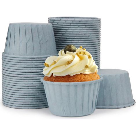 50 PièCes Moule à Cupcakes en Papier Caissettes à Muffins en Papier Caissettes à Cupcakes pour Anniversaires,Fêtes,Baby Shower(Bleu),Bleu,Bleu (1/5)