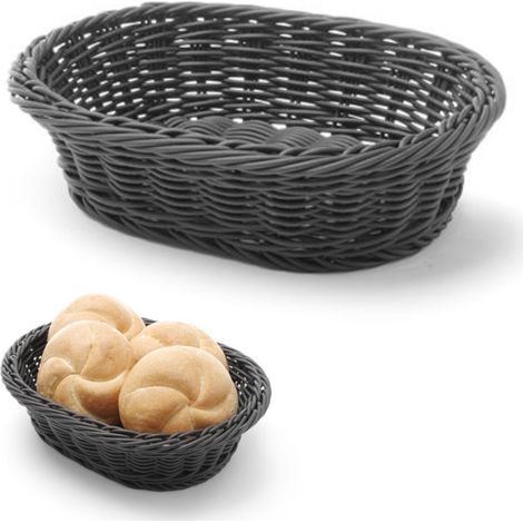 Cesta de pan ovalada de polipropileno, negra, 250x190x65 mm - Hendi 426623 (1/4)