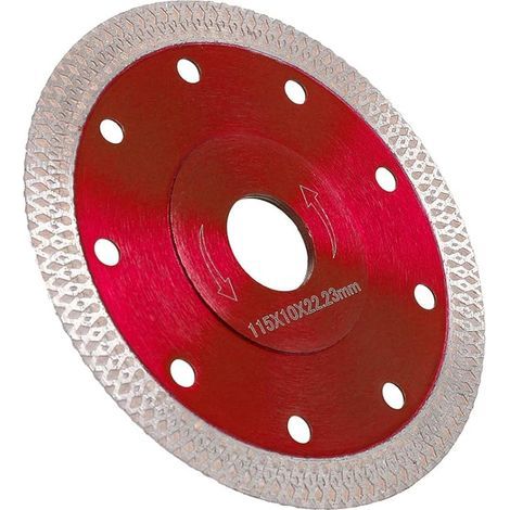 Disque diamant 115 mm fin professionnel coupe à sec et coupe à humide pour grès porcelaine, granit, céramique, quartzite, marbre., rouge (1/5)