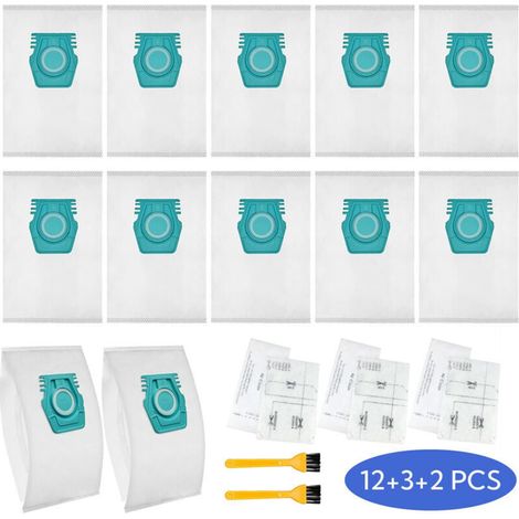 12 sacs à poussière de rechange pour aspirateur Miele TU Guard L1/Guard S1/CO Guard M1 - Accessoire pour aspirateur : sac à poussière, 3 jeux de filtres en coton, petite brosse