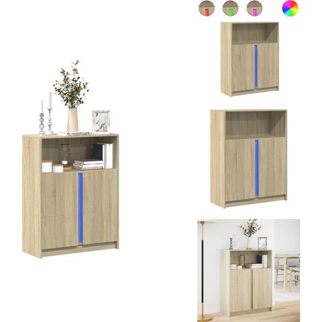 LED-Sideboard Sonoma-Eiche 77x34x100 cm Holzwerkstoff - Sideboard - Sideboards - Kommode - Anrichte (1/5)