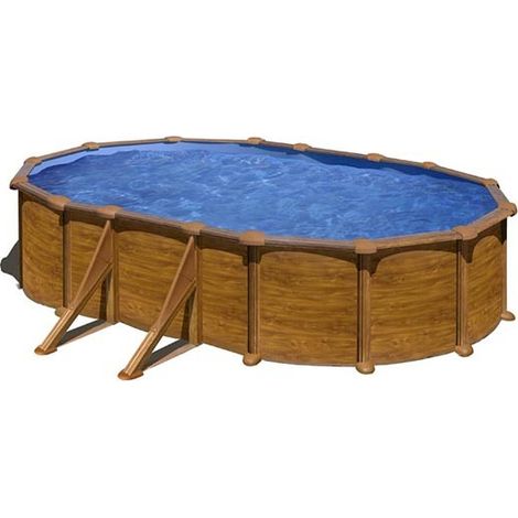 Piscine acier Mauritius - Imitation bois - Ovale - 6,10 m x 3,75 m (1/5)