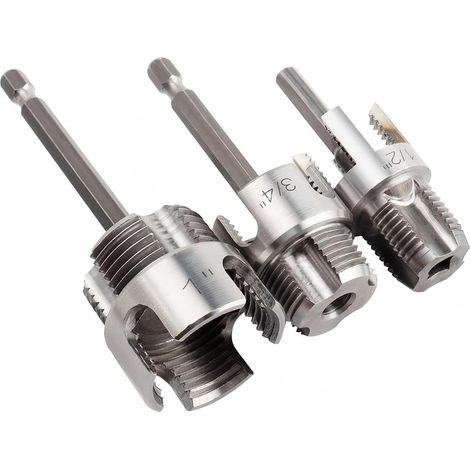 Outil de Filetage de Tuyau Intégré Interne et Externe en 3 Pièces, Outil de Coupe de Filetage de Tuyau à Double Fonction pour PVC de 1/2", 3/4" et 1". (1/5)