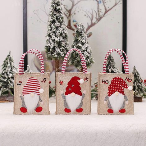 Sacs en toile de jute de Noël pour cadeaux de mariage, courses, sachets cadeaux et friandises (1/4)