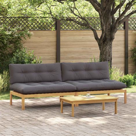 vidaXL Unité de canapé du milieu Acacia Clair et Gris Foncé