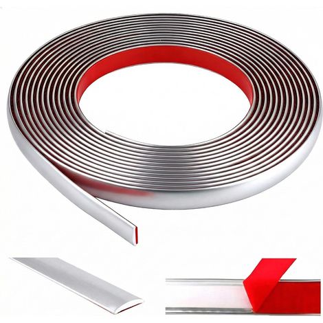 6M Moulure Décorative Autoadhésive Argent Moulure Plafond PVC Baguette de Finition Flexible Baguette Murale Décorative L : 1 cm, ÉP. : 3 mm (1/5)