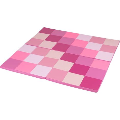 Faltbares Baby-Spielmatten-Set, rosa Schaumstoff & Kunstleder