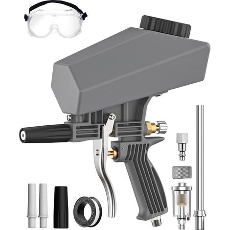 Kit de pistolet de sablage portable avec séparateur huile-eau et buse d'extension, mini sableuse pour enlever la rouille et la peinture, compatible avec l'oxyde d'aluminium, le sable, les