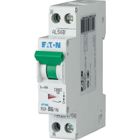 Disjoncteur Eaton Eaton Moeller 1P+N, 6A, montage rail DIN ( Prix pour 1 )