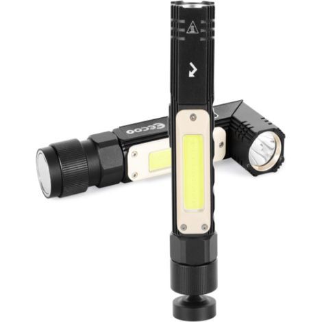 Lampe travail ultra lumineuse – 5 modes – rechargeable USB COB – base magnétique rotative 360° – inspection (1/5)