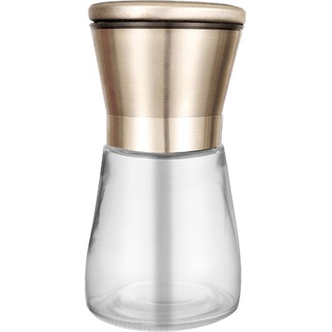 Ensemble moulin à sel et à poivre, mouture réglable, moulin à épices manuel avec broyeur en céramique, bouteille en acier inoxydable et en verre, moulin à sel et à poivre monté sur le dessus (1/5)