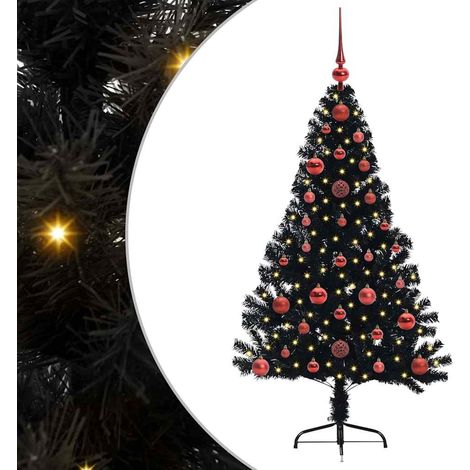 Árbol de Navidad Artificial Preiluminado Negro 120 cm PVC vidaXL (1/5)