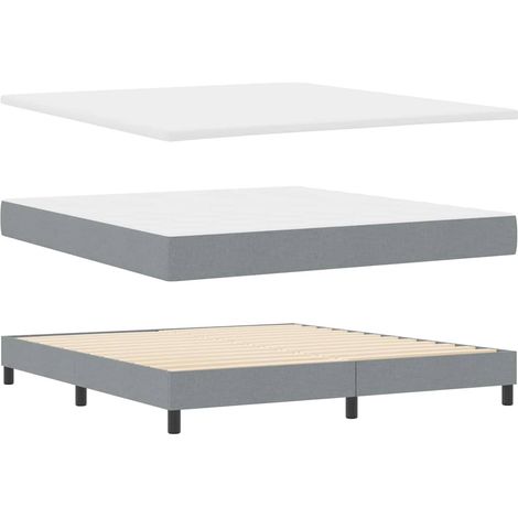 Box Spring Bed with Headboard Light grey 180 x 200 cm Fabric vidaXL (1/5)