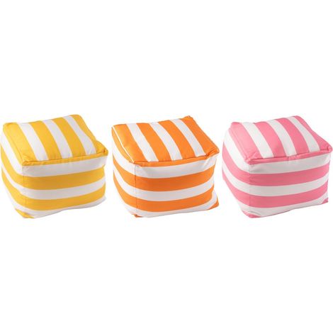 Lot de 3 Poufs à Rayures "Spiaggia" 45cm Multicolore (1/4)