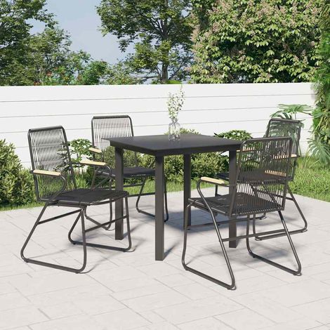 vidaXL 5 Piece Garden Dining Set Black PVC Rattan (1/5)