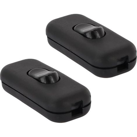 Lot de 2 Noir Interrupteur torpedo 6A 250V, Interrupteur à Bascule, Interrupteurs Bi-polaire, Lampes Inline 2 ou 3 ligne Inline Interrupteurs, pour petit Appareil, Lampe de Bureau, Lampe de Chevet (1/5)