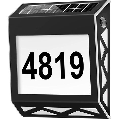 Panneau d'adresse solaire, étanche, avec éclairage LED et interrupteur intelligent pour maison, jardin ou murs extérieurs. (1/5)