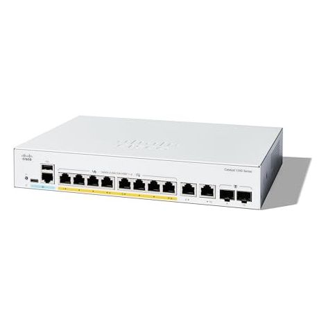 Commutateur Intelligent Cisco Catalyst 1200-8P-E-2G, 8 Ports GE, PoE, alim. Externe, Ports combinés 2x1GE, Garantie limitée à Vie (C1200-8P-E-2G)