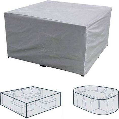 TAISHENGDA Schutzhülle für Tisch- und Stuhlmöbel, strapazierfähige 210D Oxford-Gewebe-Gartenmöbelabdeckung, rechteckig, wasserdicht, winddicht, UV-beständig für den Außenbereich (Silber - 200x200x80cm (1/5)