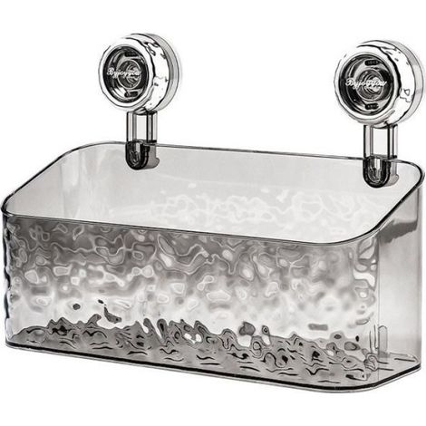 Salle De Bains Etagere Ventouse, Étagère Avec Motif Glacier, Boîte De Rangement Mural Pour Toilettes, Gris,L (1/5)