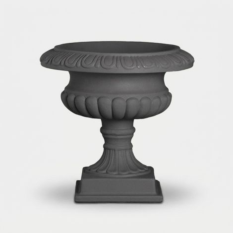 Vaso da esterno decorato in polietilene Calice Decorato - Antracite (1/3)