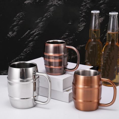 Chope à bière à double paroi, verre à bière, verre à lait/jus, tasse à café, tasse à thé, couleur bronze (1/5)