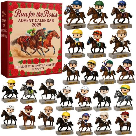 Calendrier De Lavent Cheval De Course - Figurines Miniatures Journalieres - Compte A Rebours De Noel - Edition 2025 - 24 Pieces (1/3)