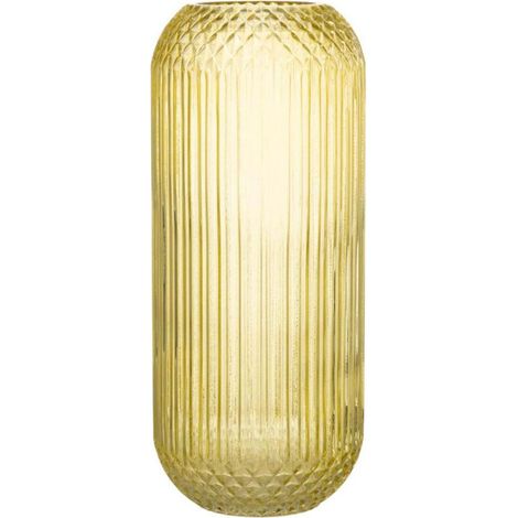 Vase Design en Verre "Droit" 36cm Jaune (1/4)