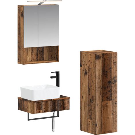Ensemble d'armoire de salle de bain 4 pcs Bois ancien vidaXL (1/5)