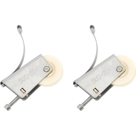 Lot de 2 poulies à roulettes pour porte coulissante de placard/fenêtre, en acier inoxydable, comprenant une roue supérieure étanche à âme en cuivre concave. (1/5)