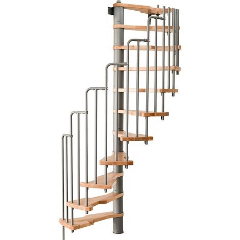 Minka Spindeltreppe Metallica 38 - 305,5cm Geschosshöhe Buche Grau