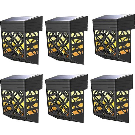 VURAHOME -Lot de 6 lampes solaires d'extérieur à LED pour jardin - Angle d'éclairage de 180° - Éclairage décoratif de clôture pour terrasse, porte, escalier, cour et allée (1/5)